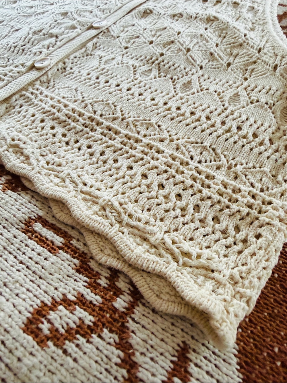 Organic Cotton ✨Crochet Button-Back ✨Crop Tank Top in Cream✨ - Picture 9 of 15